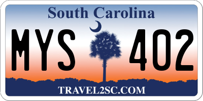 SC license plate MYS402
