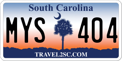 SC license plate MYS404