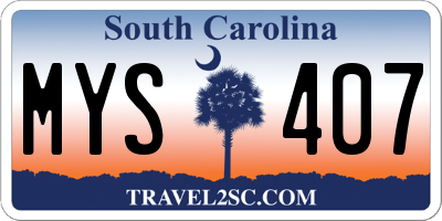 SC license plate MYS407
