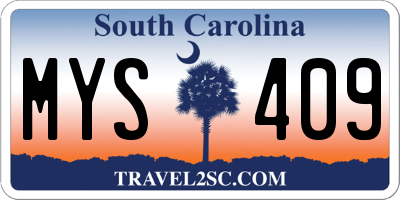 SC license plate MYS409