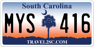 SC license plate MYS416