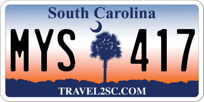 SC license plate MYS417