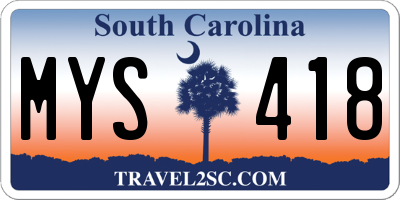 SC license plate MYS418
