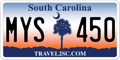 SC license plate MYS450