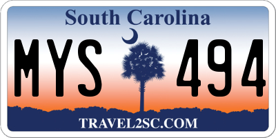 SC license plate MYS494