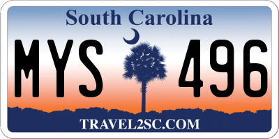 SC license plate MYS496