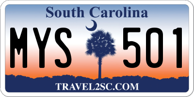 SC license plate MYS501
