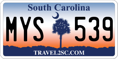 SC license plate MYS539