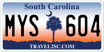 SC license plate MYS604