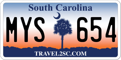 SC license plate MYS654