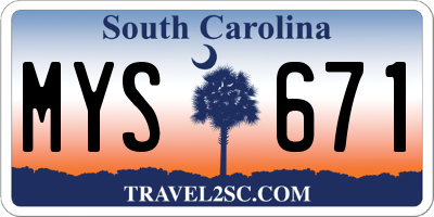 SC license plate MYS671