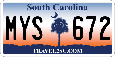SC license plate MYS672