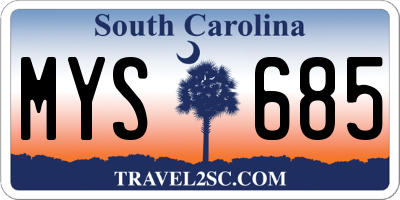 SC license plate MYS685