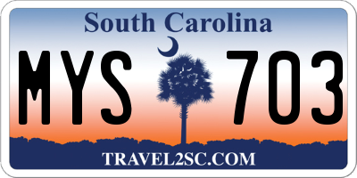 SC license plate MYS703