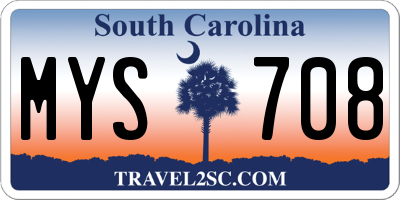 SC license plate MYS708