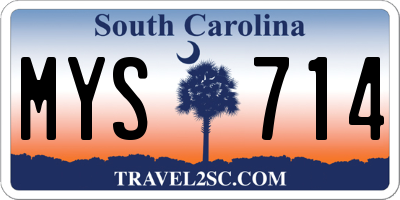 SC license plate MYS714