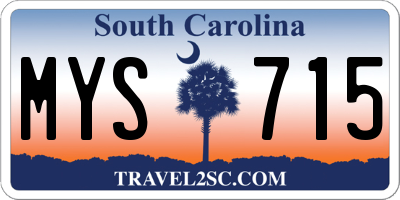 SC license plate MYS715