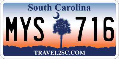 SC license plate MYS716