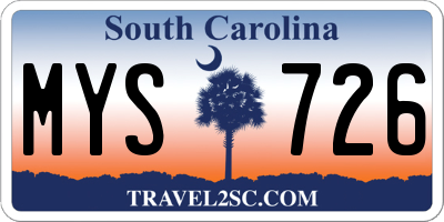 SC license plate MYS726