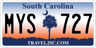 SC license plate MYS727