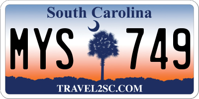 SC license plate MYS749