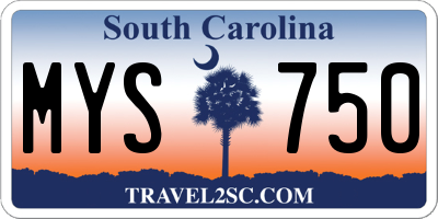 SC license plate MYS750