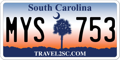 SC license plate MYS753