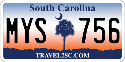 SC license plate MYS756