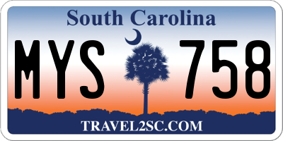 SC license plate MYS758