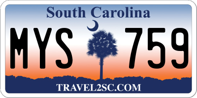 SC license plate MYS759