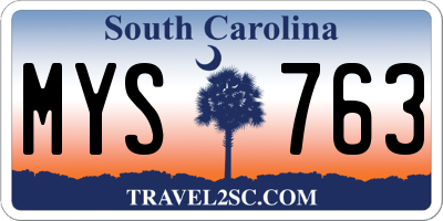 SC license plate MYS763