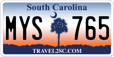 SC license plate MYS765