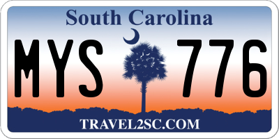 SC license plate MYS776