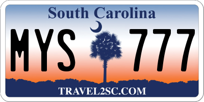 SC license plate MYS777
