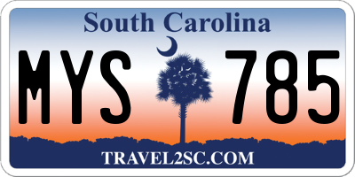 SC license plate MYS785