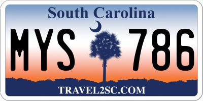 SC license plate MYS786