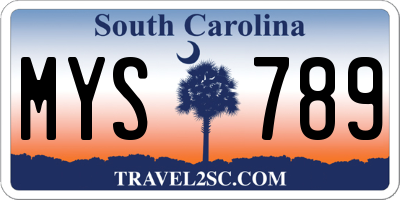 SC license plate MYS789