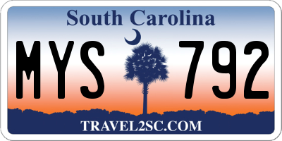 SC license plate MYS792