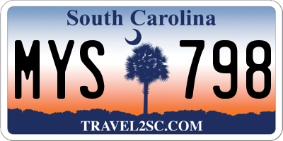 SC license plate MYS798