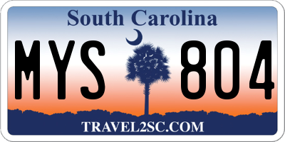 SC license plate MYS804