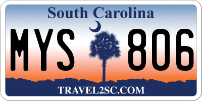 SC license plate MYS806