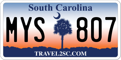 SC license plate MYS807