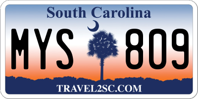 SC license plate MYS809