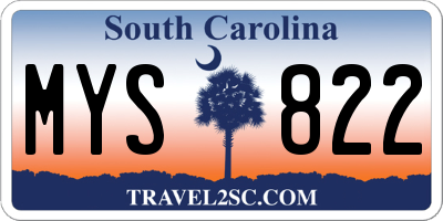 SC license plate MYS822