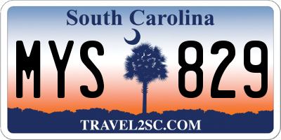SC license plate MYS829