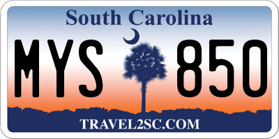 SC license plate MYS850