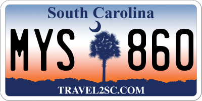 SC license plate MYS860
