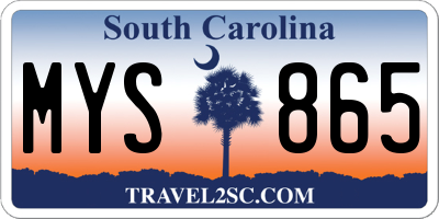 SC license plate MYS865