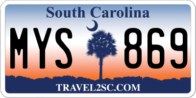 SC license plate MYS869