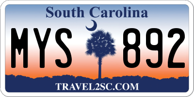 SC license plate MYS892